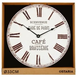 Klokken-Merkloos Ostaria Wandklok/muur klok - cafe brasserie klok - D30 cm - mdf