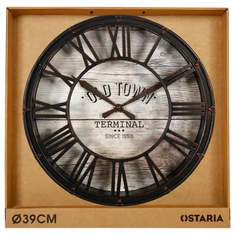 Klokken-Merkloos Ostaria Wandklok/muur klok - Montparnasse - D39 cm - kunststof