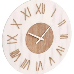 Merkloos Ostaria Wandklok/muur klok - Maritiem - D50 cm - touw - wit/bruin