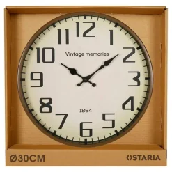 Merkloos Ostaria Wandklok/muur klok - Vintage - Dia 30 cm - metaal - bruin