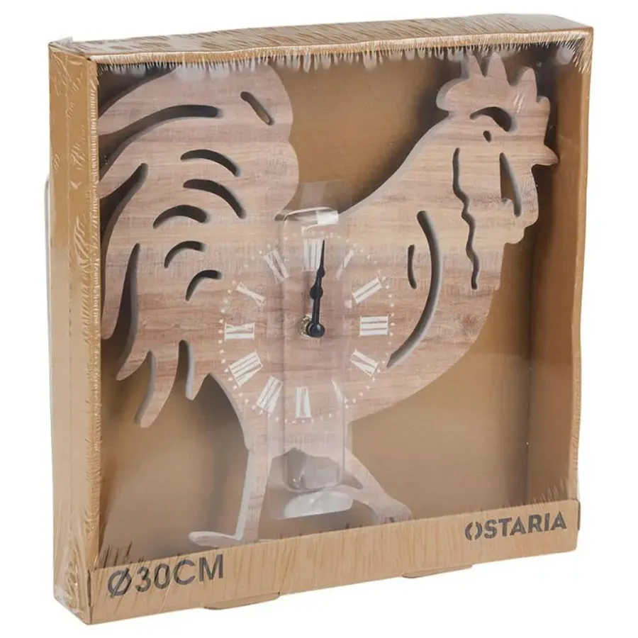 Klokken-Merkloos Ostaria Wandklok/muur klok Rooper - kip/haan - D30 cm - MDF