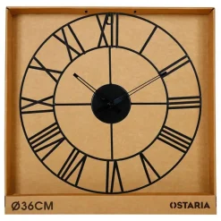 Merkloos Ostaria Wandklok/muur klok - Nautisch - D36 cm - metaal - zwart