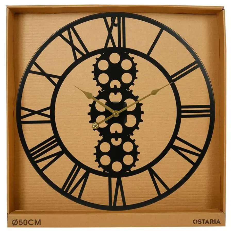Klokken-Merkloos Ostaria Wandklok/muur klok - open uurwerk - D50 cm - metaal