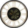 Merkloos Ostaria Wandklok/muur klok - open uurwerk - D40 cm - metaal/hout