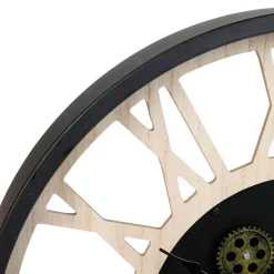 Merkloos Ostaria Wandklok/muur klok - open uurwerk - D40 cm - metaal/hout