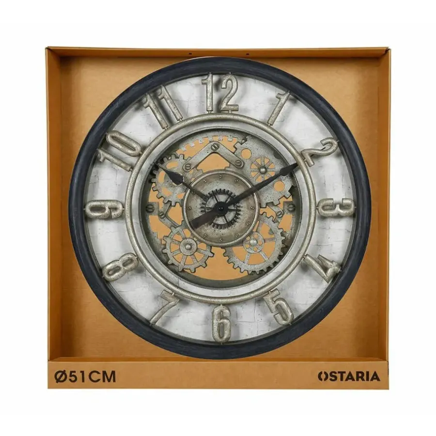 Merkloos Ostaria Wandklok/muur klok Industrial Vintage Metal - Dia 51 cm