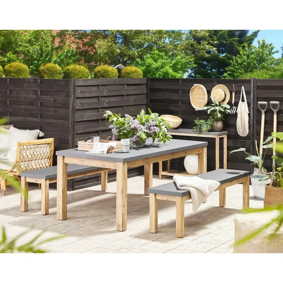 Beliani OSTUNI - Tuintafel - Grijs - 90 x 180 cm - Vezelcement