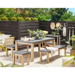 Beliani OSTUNI - Tuintafel - Grijs - 90 x 180 cm - Vezelcement