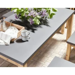 Beliani OSTUNI - Tuintafel - Grijs - 90 x 180 cm - Vezelcement