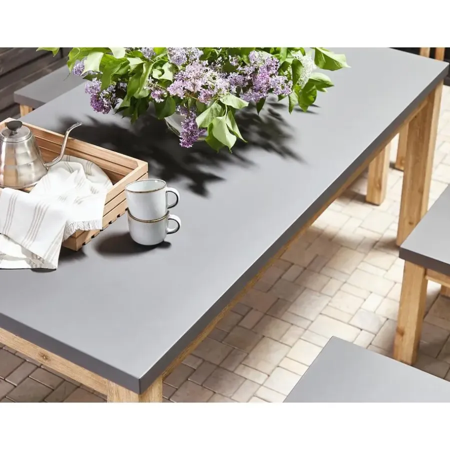 Beliani OSTUNI - Tuintafel - Grijs - 90 x 180 cm - Vezelcement