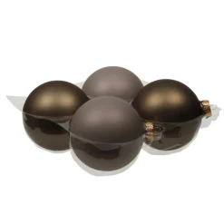 Kerstdecoratie-Othmar Decorations Grote kerstballen - 4x st - grijs/bruin - 10 cm - glas