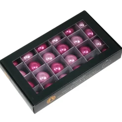 Othmar Decorations Kerstballen - glas - 24x - roze tinten - 2,5cm