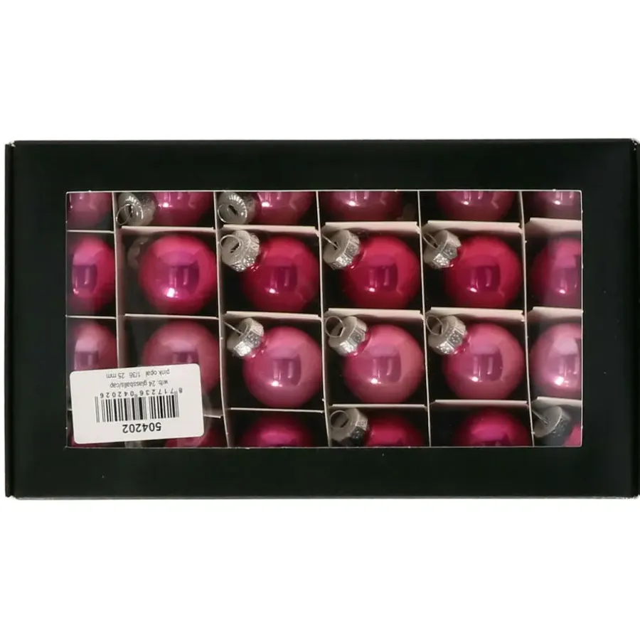 Othmar Decorations Kerstballen - glas - 24x - roze tinten - 2,5cm