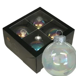 Othmar Decorations Kerstballen - 4x - parelmoer - glas -10 cm