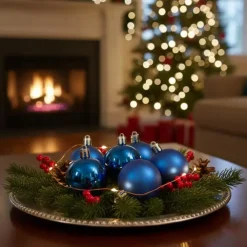 Kerstballen-Othmar Decorations Kerstballen - 9x st - 6 cm - blauw - kunststof
