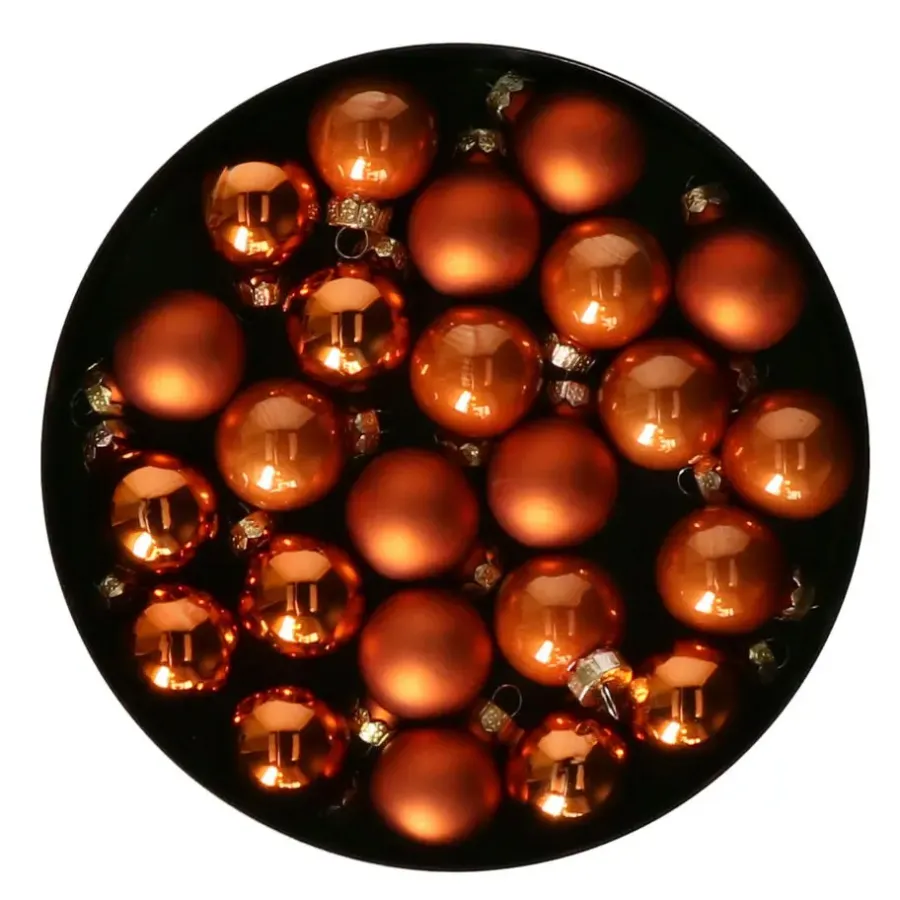 Kerstballen-Othmar Decorations Kerstballen - glas - 24x -mandarijn - 2,5cm