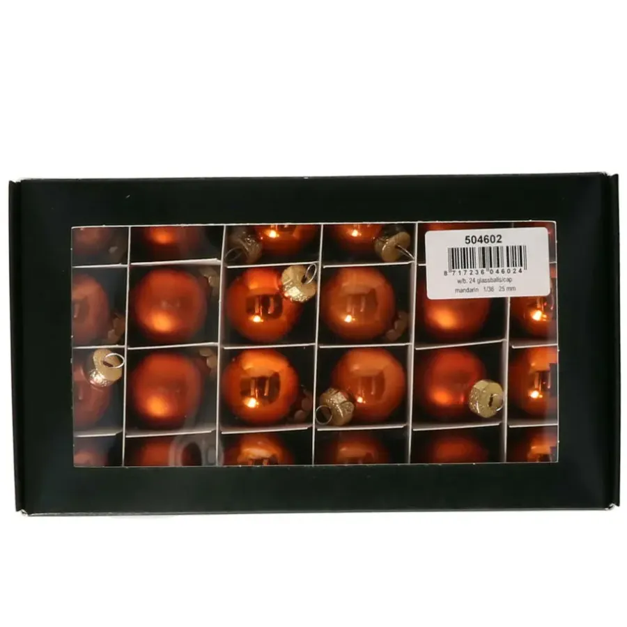 Kerstballen-Othmar Decorations Kerstballen - glas - 24x -mandarijn - 2,5cm