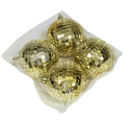 Kerstballen-Othmar Decorations kerstballen - disco - 4x st - goud - 8 cm