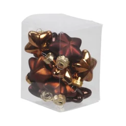 Kerstballen|Kerstdecoratie-Othmar Decorations Kersthangers - sterren - 12x - bruin - 4 cm