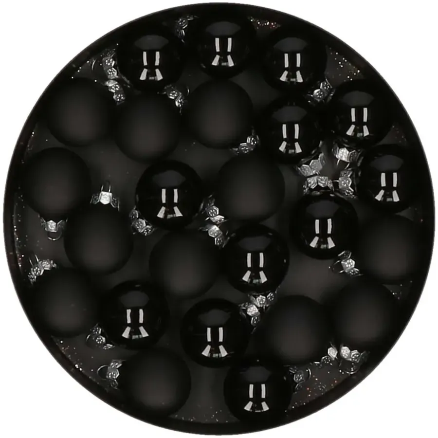 Kerstballen-Othmar Decorations kleine kerstballetjes glas -24x -zwart -2,5 cm
