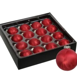 Kerstballen-Othmar Decorations Luxe kerstballen - 16x -4 cm - rood -glas