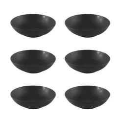 OTIX Bord 6 stuks Diep Soepborden Zwart Mat diameter 20,5cm Aardewerk IVY