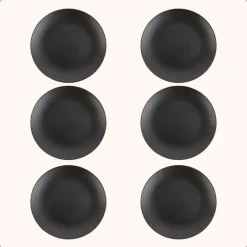 Dinerborden|Borden-OTIX Bordenset Dinerbord Borden Plat Set van 6 Mat zwart Diameter 27cm