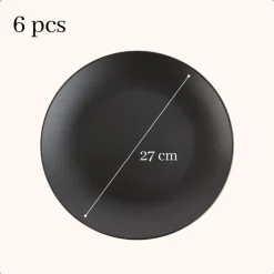 Dinerborden|Borden-OTIX Bordenset Dinerbord Borden Plat Set van 6 Mat zwart Diameter 27cm