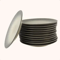 Borden-OTIX Dessert Ontbijt Bordenset 12 Persoons Zwart Taupe 21cm Keramiek TULIP