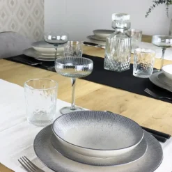 Borden-OTIX Dessert Ontbijt Bordenset 12 Persoons Zwart Taupe 21cm Keramiek TULIP