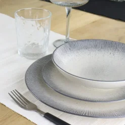 Borden-OTIX Dessert Ontbijt Bordenset 12 Persoons Zwart Taupe 21cm Keramiek TULIP