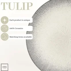 Borden-OTIX Dessert Ontbijt Bordenset 12 Persoons Zwart Taupe 21cm Keramiek TULIP