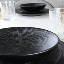 Borden-OTIX Dessert Ontbijt Bordenset 6 Persoons Zwart 21cm Keramiek POPPY