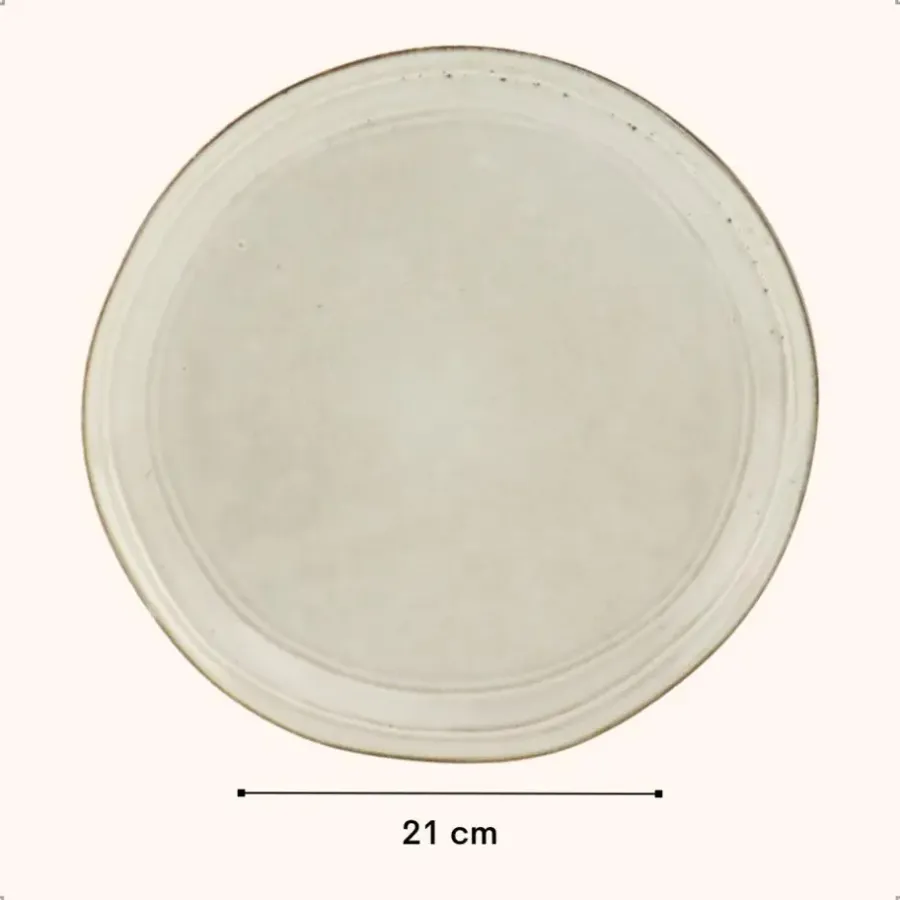 OTIX Dessert Ontbijt Bordenset 6 Persoons Beige 21cm Keramiek LILY