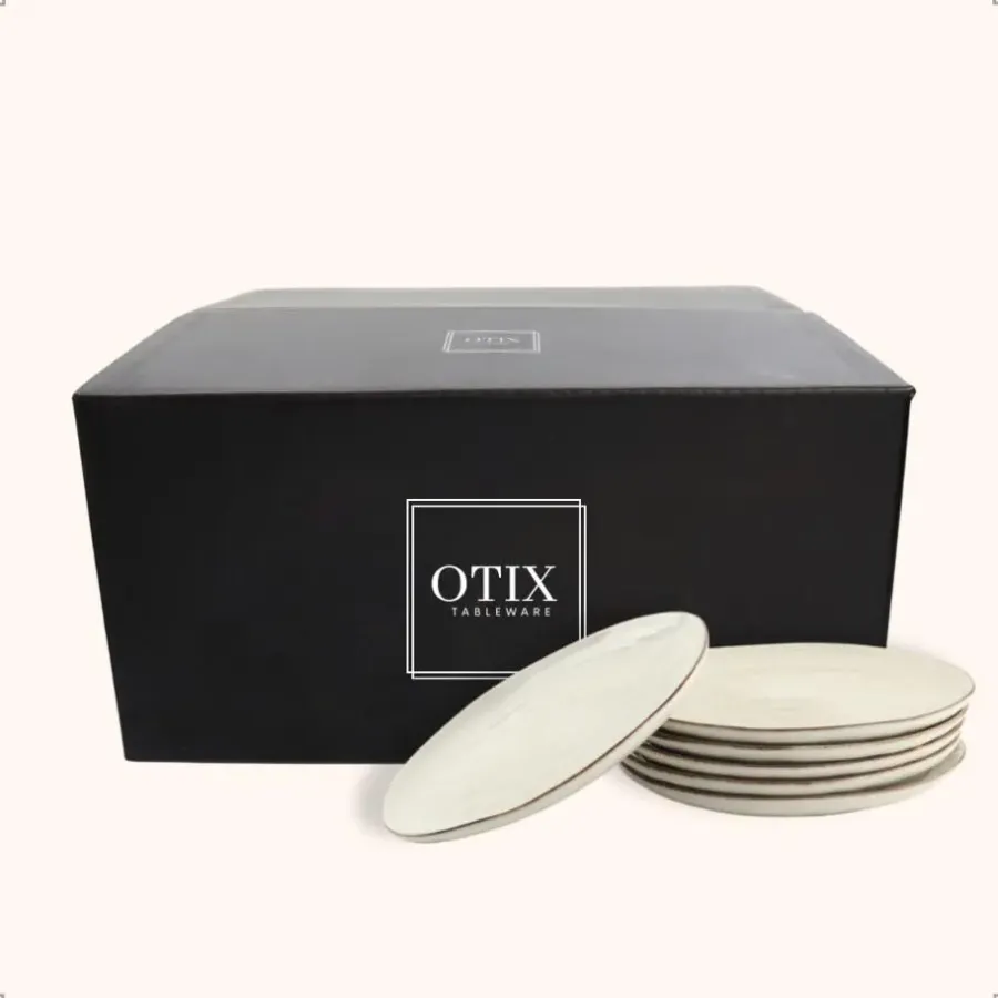 OTIX Dessert Ontbijt Bordenset 6 Persoons Beige 21cm Keramiek LILY