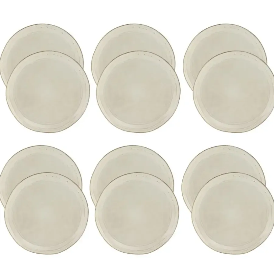 OTIX Dessert Ontbijt Bordenset 12 Persoons Beige 21cm Keramiek LILY