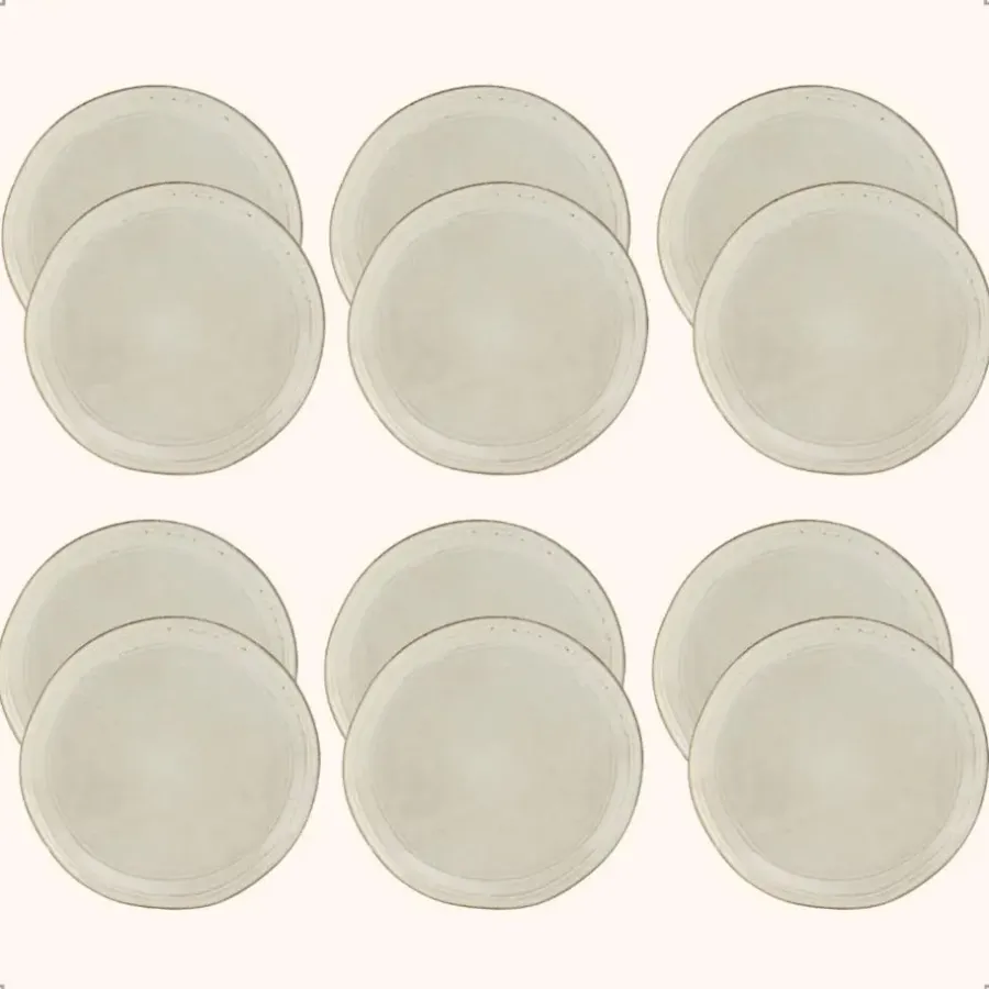 OTIX Dessert Ontbijt Bordenset 12 Persoons Beige 21cm Keramiek LILY