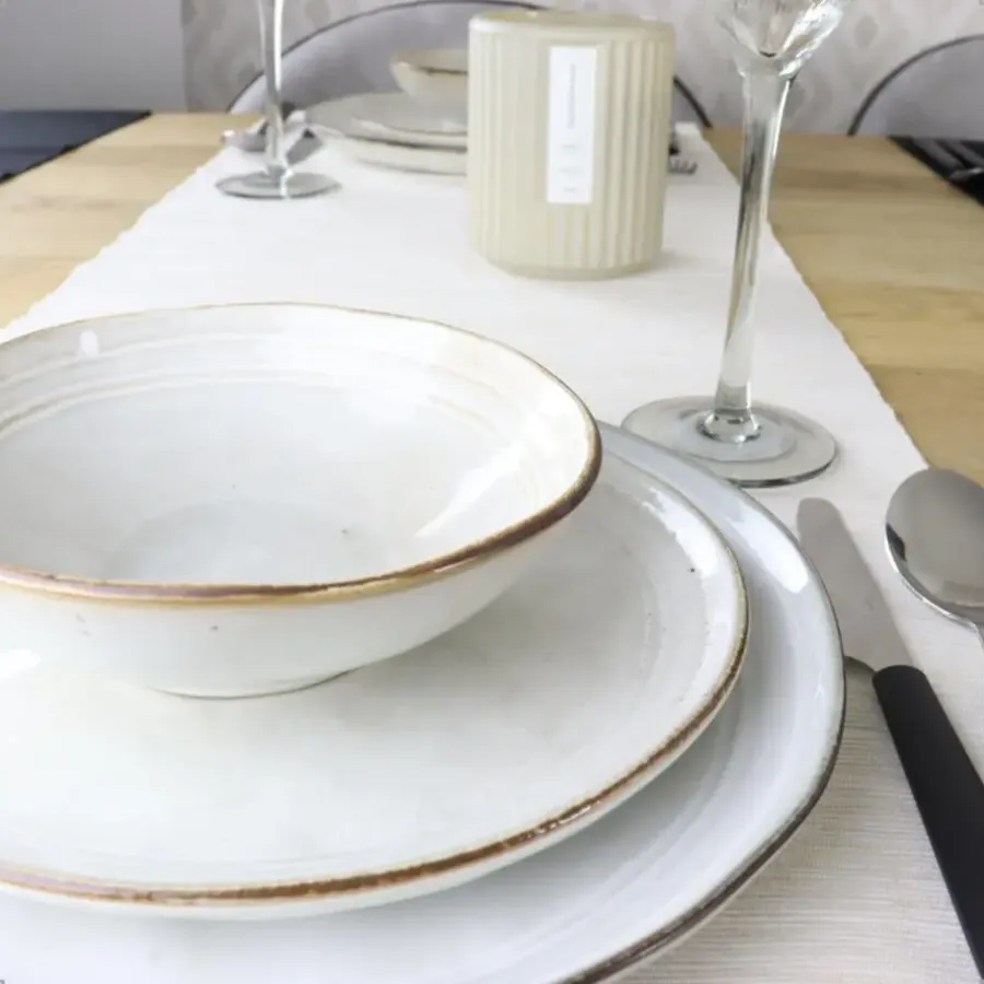 OTIX Dessert Ontbijt Bordenset 12 Persoons Beige 21cm Keramiek LILY