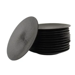 Borden-OTIX Dessert Ontbijt Bordenset 12 Persoons Zwart 21cm Keramiek POPPY
