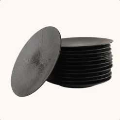 Borden-OTIX Dessert Ontbijt Bordenset 12 Persoons Zwart 21cm Keramiek POPPY