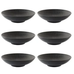 OTIX Diepe Soep Pasta Bordenset 6 Persoons Zwart 19cm Keramiek POPPY