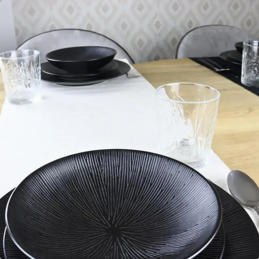 OTIX Diepe Soep Pasta Bordenset 6 Persoons Zwart 19cm Keramiek POPPY