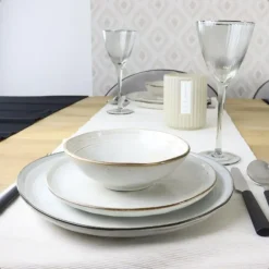 Dinerborden|Borden-OTIX Diner Bordenset 6 Persoons Beige 26,5cm Keramiek LILY