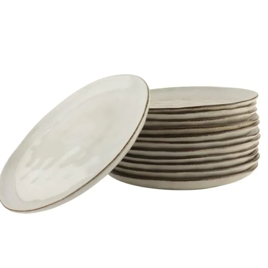 Dinerborden|Borden-OTIX Diner Bordenset 12 Persoons Beige 26,5cm Keramiek LILY