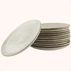 Dinerborden|Borden-OTIX Diner Bordenset 12 Persoons Beige 26,5cm Keramiek LILY
