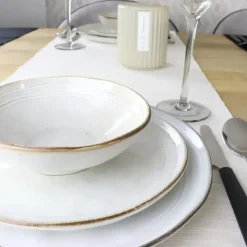 Dinerborden|Borden-OTIX Diner Bordenset 12 Persoons Beige 26,5cm Keramiek LILY