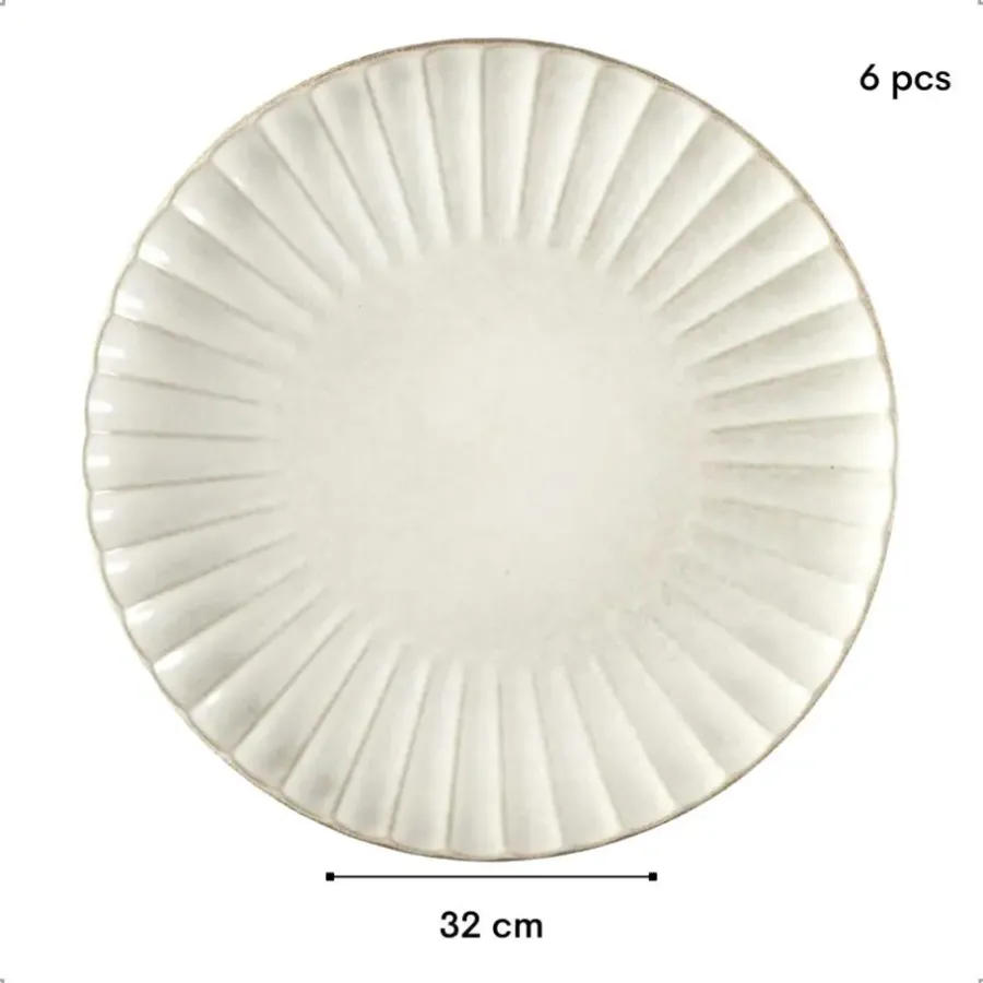 OTIX Diner Bordenset 6 Persoons Onderborden 32cm Wit Keramiek SOLIS