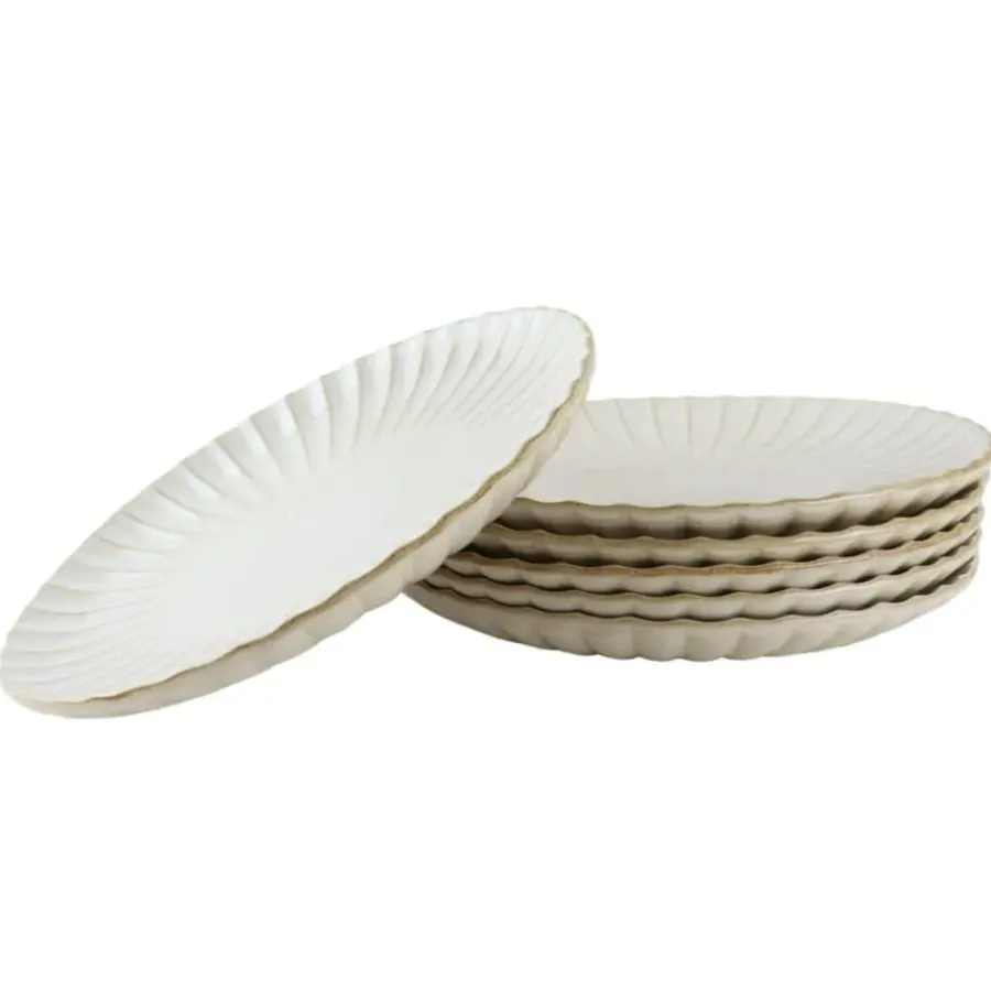 Dinerborden|Borden-OTIX Diner Bordenset 6 Persoons 27cm Wit Keramiek SOLIS