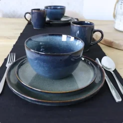 OTIX Dinerborden Bordenset 6 Persoons 26cm Blauw Aardewerk EBONY