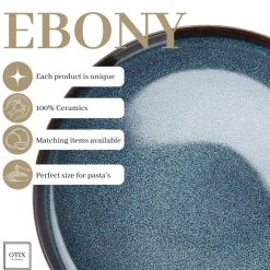 OTIX Dinerborden Bordenset 12 Persoons 26cm Blauw Aardewerk EBONY